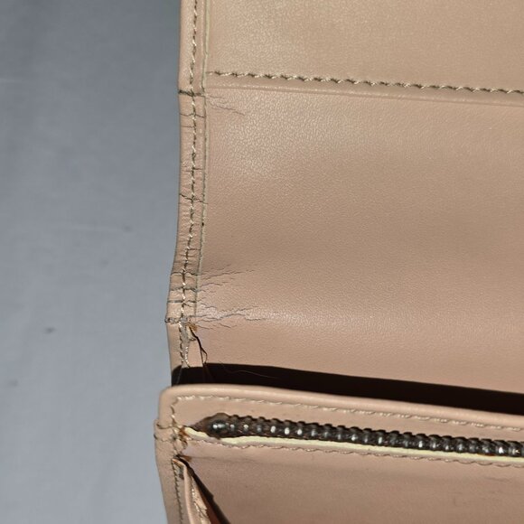 Coach Signature Canvas & Leather Khaki Brown Wallet Bifold Zip Coin Compartment - Picture 5 of 11